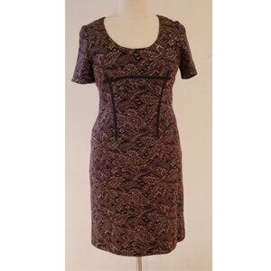 Carolina Herrera Brown Embroidered Lace Shift Dress - Size 14